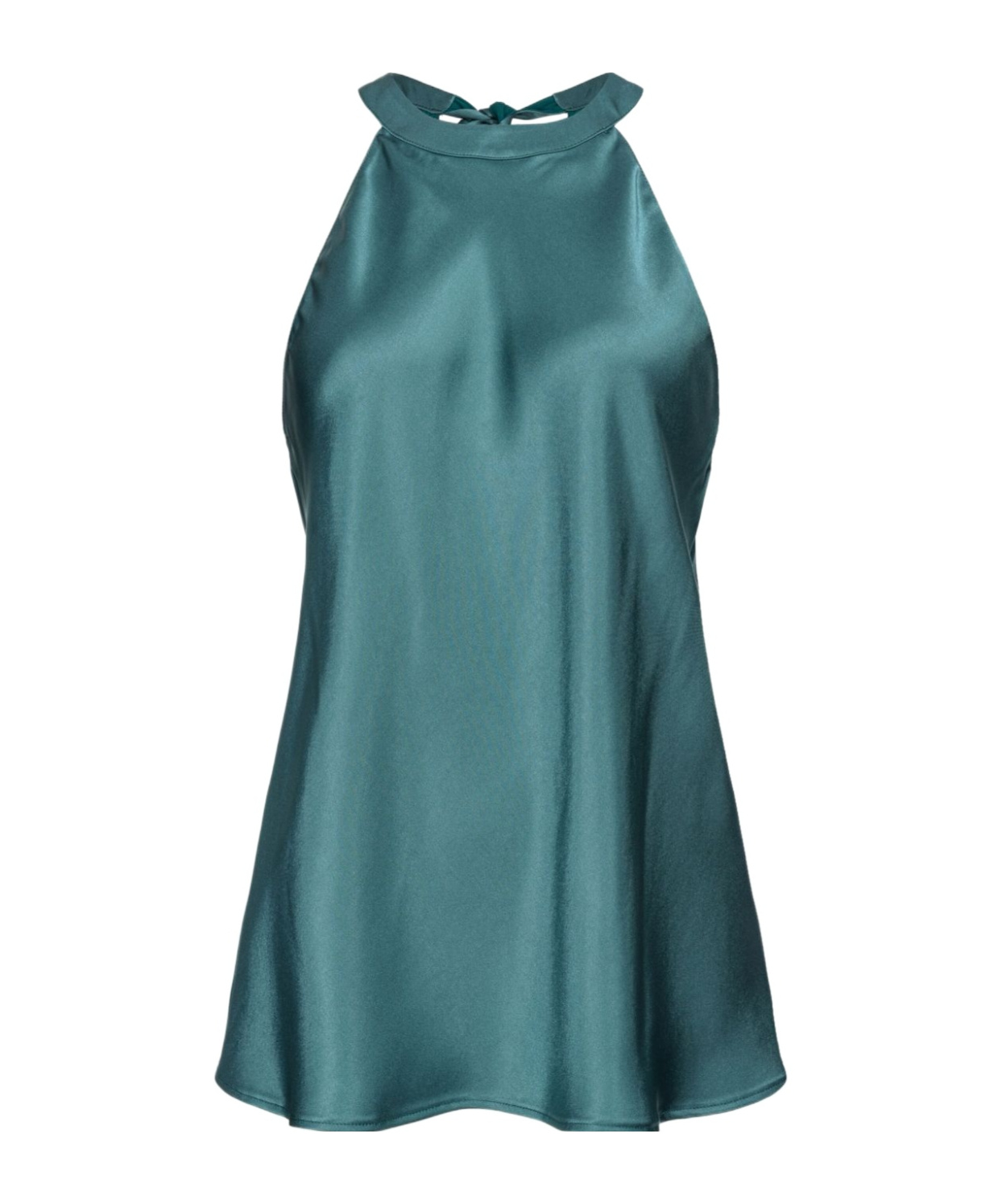 Shop Pinko Halterneck Satin Tank Top In Blue