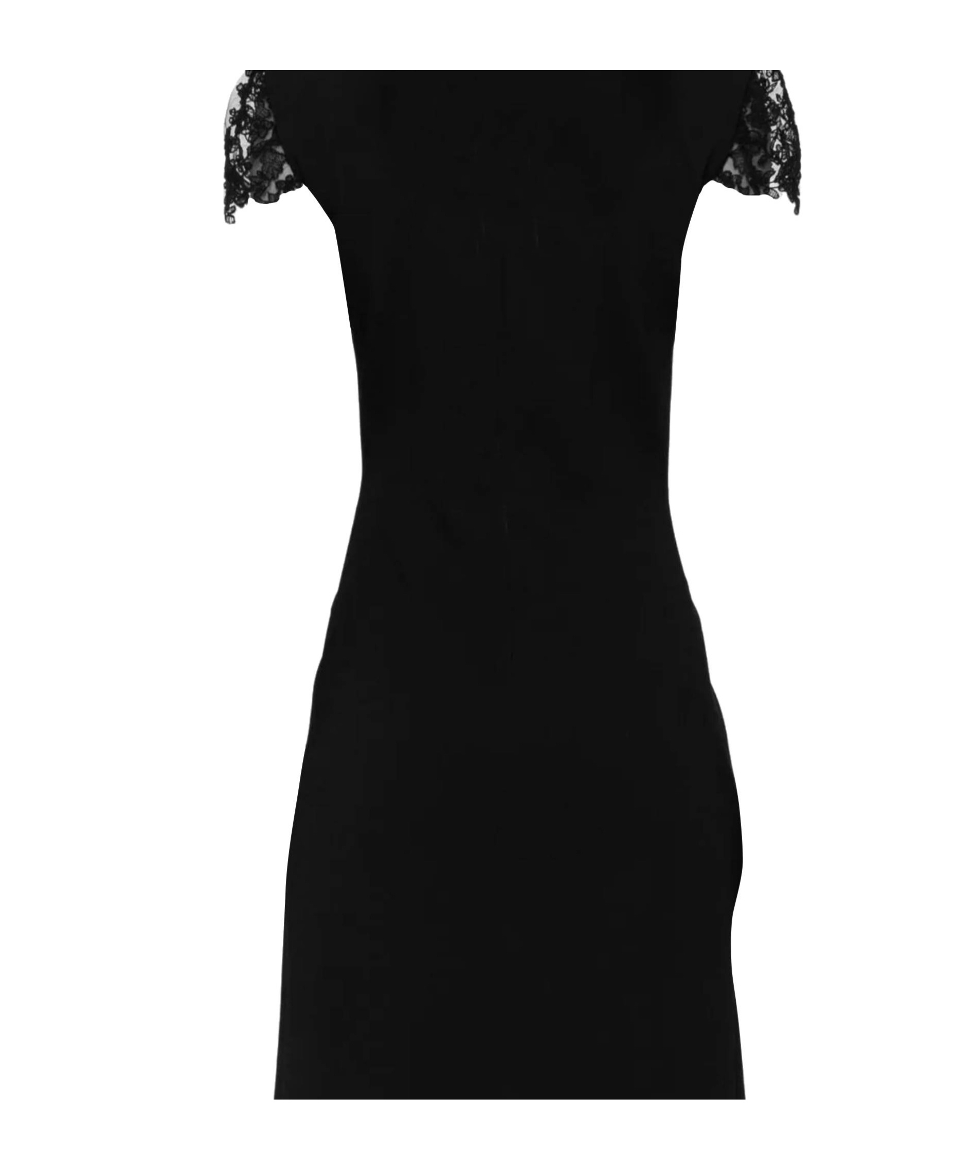 Ermanno Scervino Fitted Midi Dress With Lace Cap Sleeves In Black