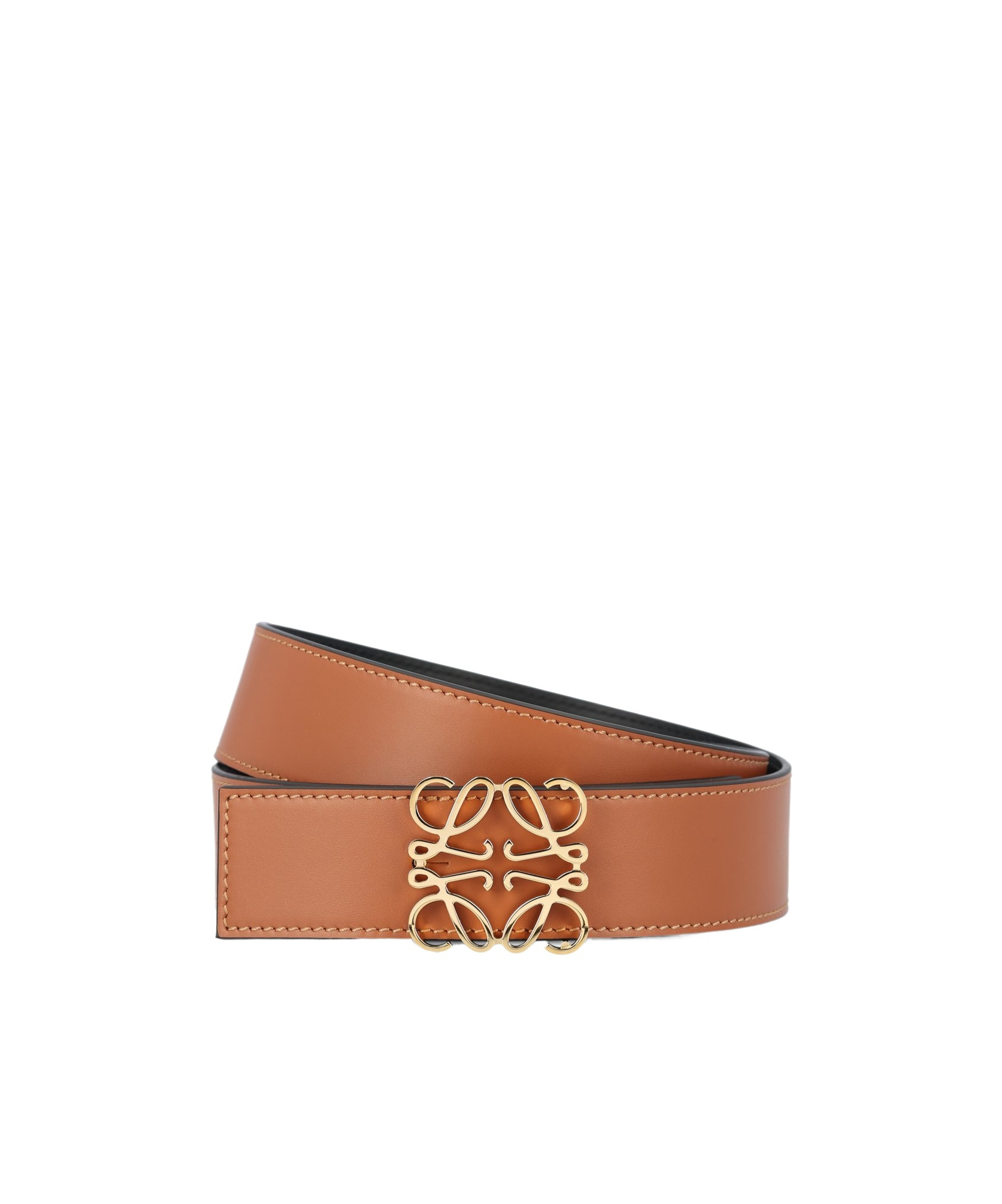 Loewe 3cm Reversible Leather Belt In Brown