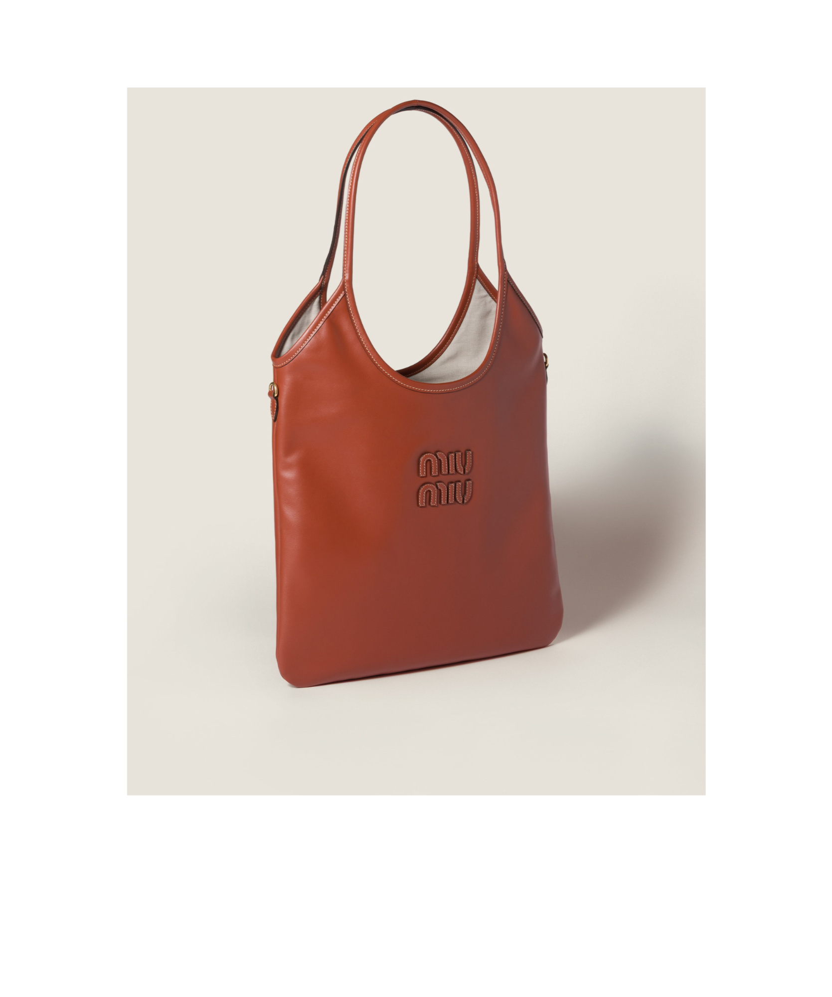 Miu Miu Double Handle Tote Bag In Brown