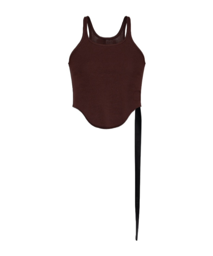 Rick Owens Drkshdw Asymmetrical Raw-edge Tank Top In Brown