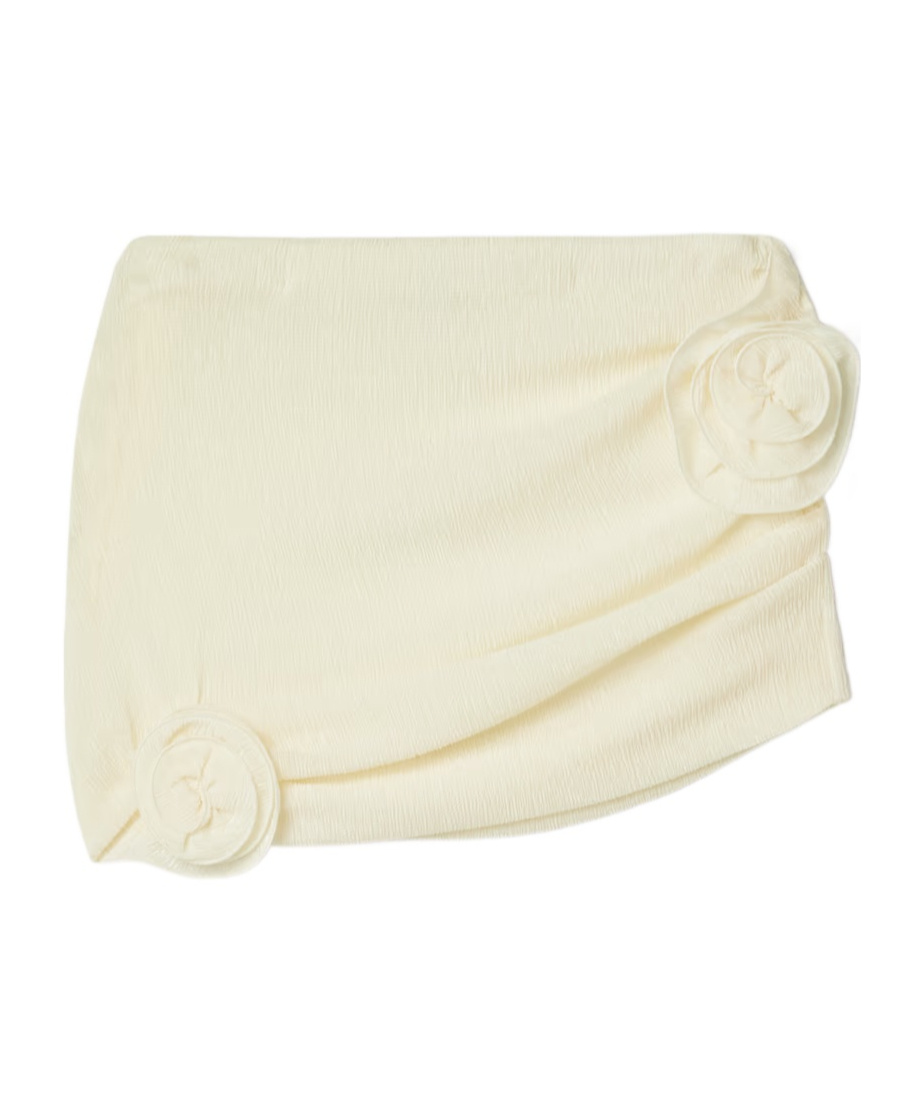 Magda Butrym Draped Mini Skirt Floral Embellishment In Cream