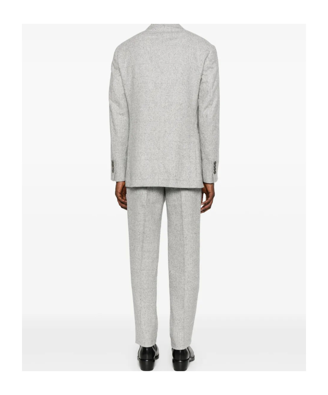 Brunello Cucinelli Men Wool And Silk Double-breasted Suit In Gray