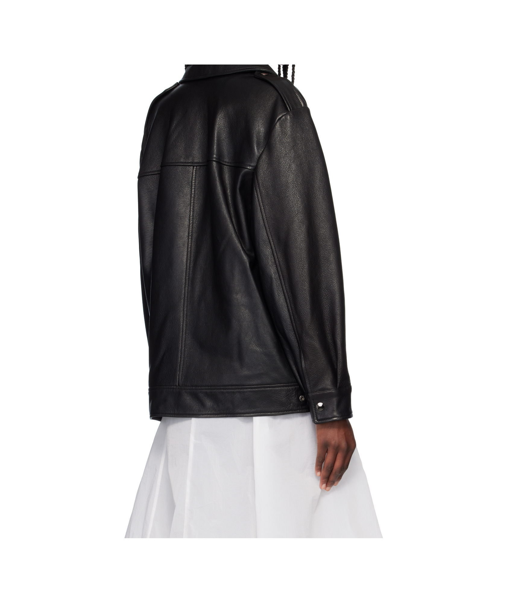 Nour Hammour Zippered Leather Jacket In Black