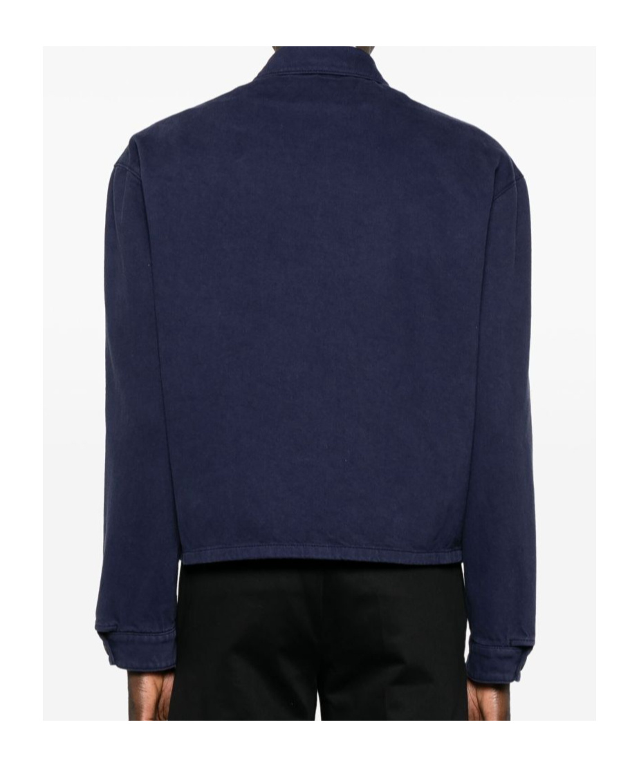Shop Prada Old Denim Zipper Jacket In Blue