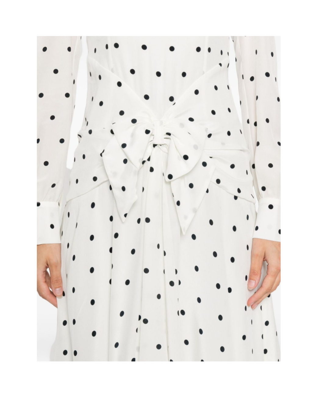 Alessandra Rich Bow-embellished Gathered Polka-dot Silk-georgette Midi Dress In White