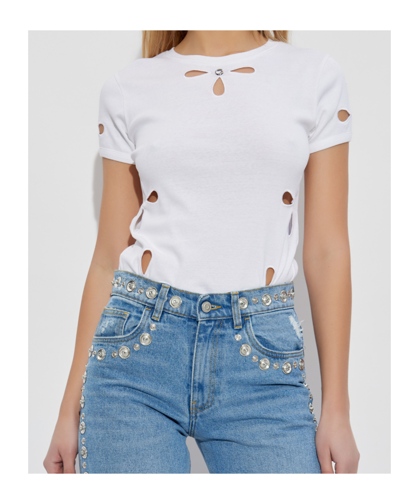 Coperni Hollow Pattern T-shirt In White