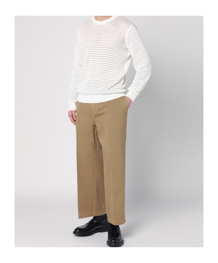 Roberto Collina Perforated Milk-coloured Sweater In Cotton In White