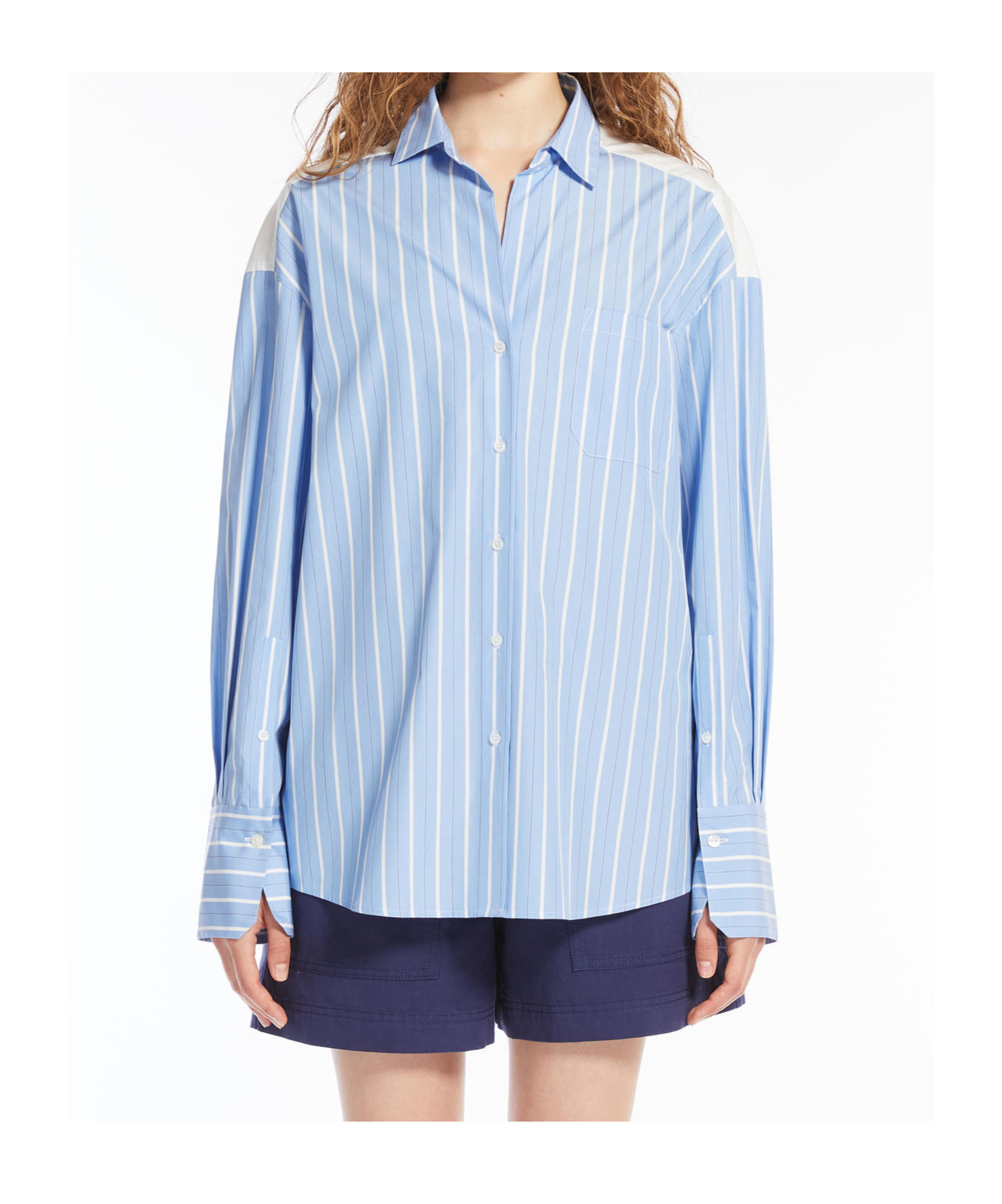 Weekend Max Mara Piadena Striped Poplin Shirt In Blue