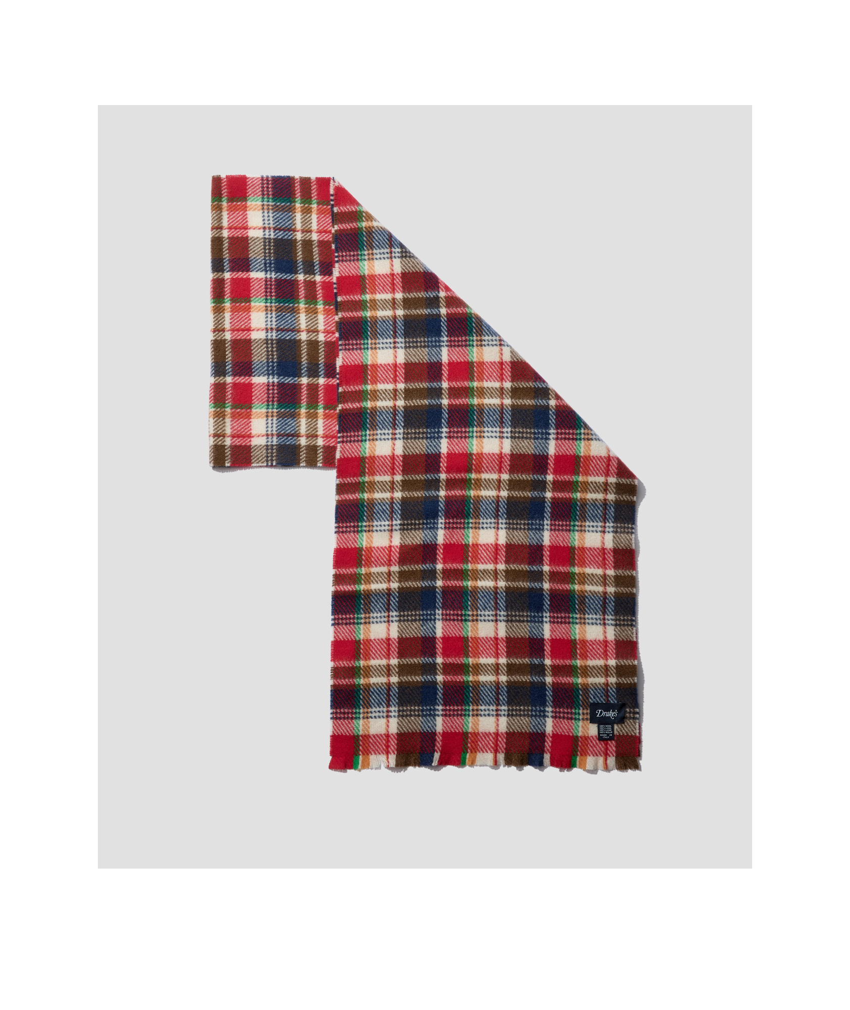 Drake's London Plaid Scarf In Multicolor