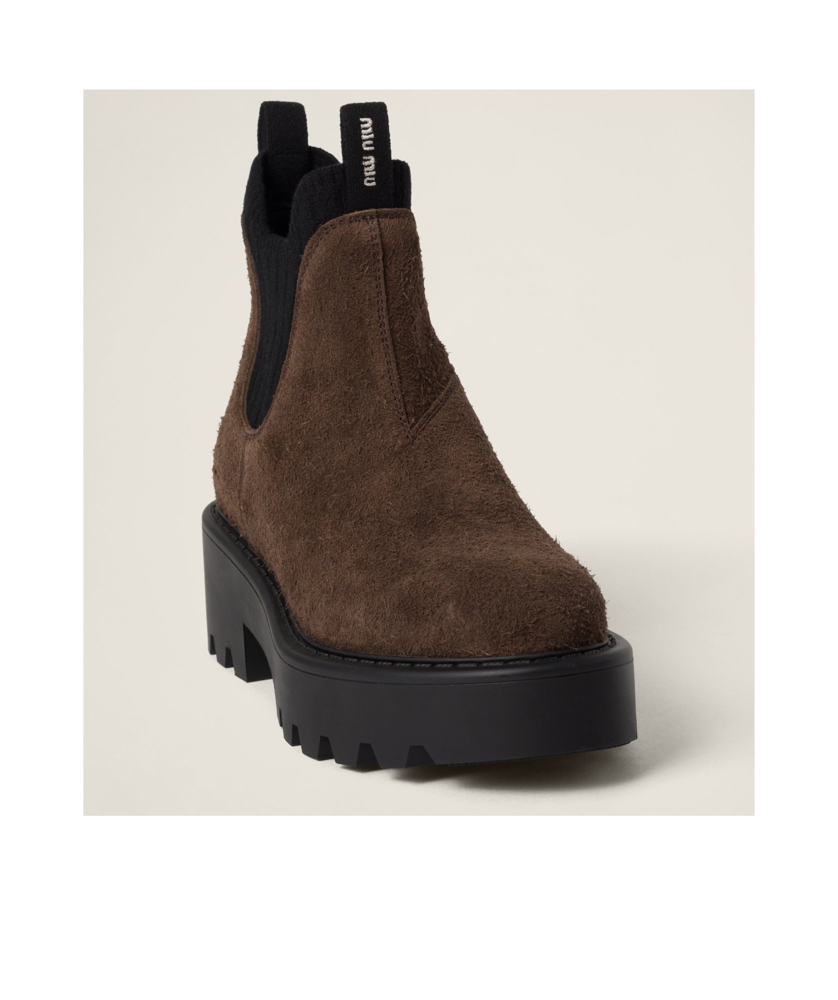 Miu Miu Round-head Short Boots In Black