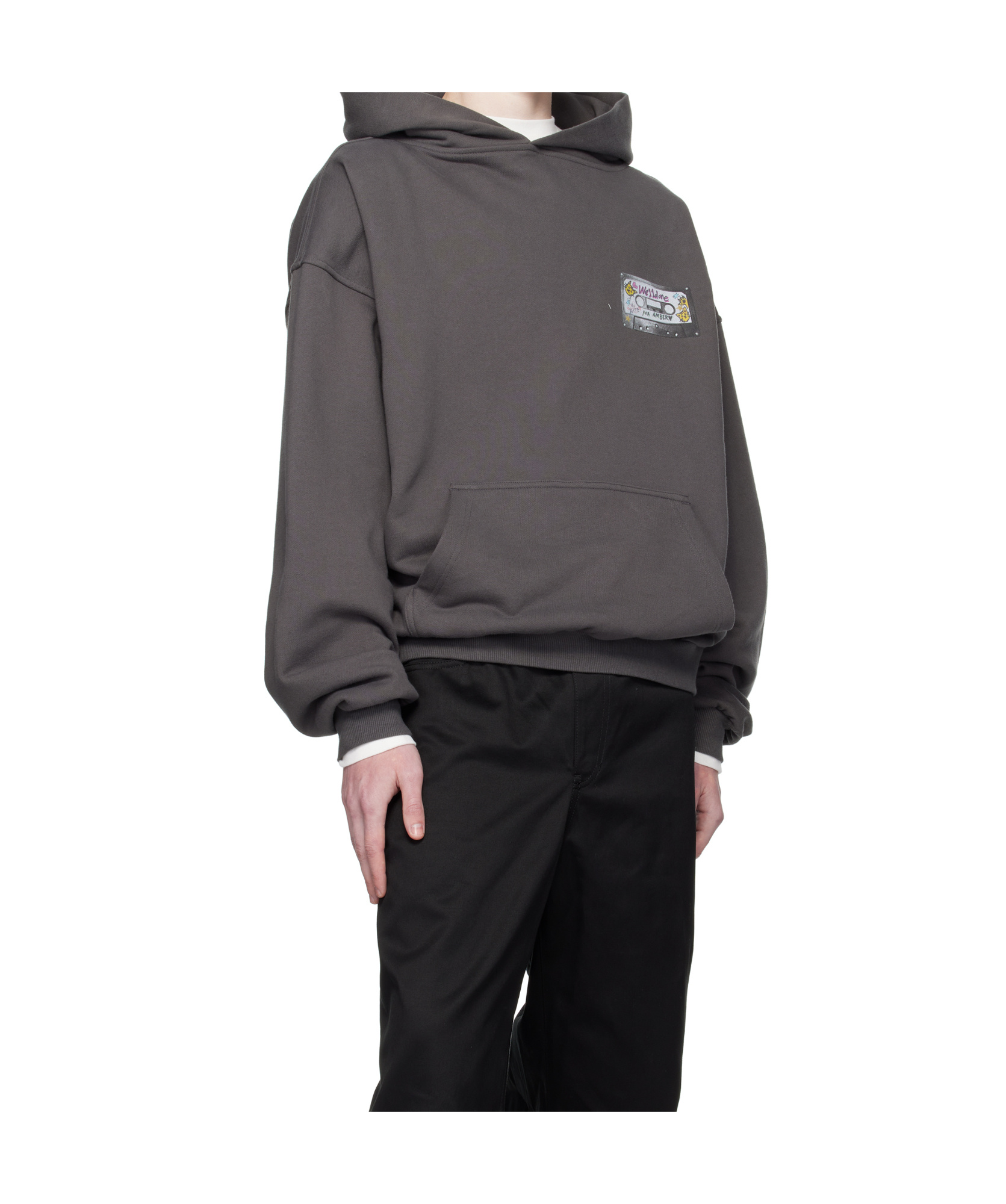 We11 Done Cassette Tape Print Hoodie In Gray
