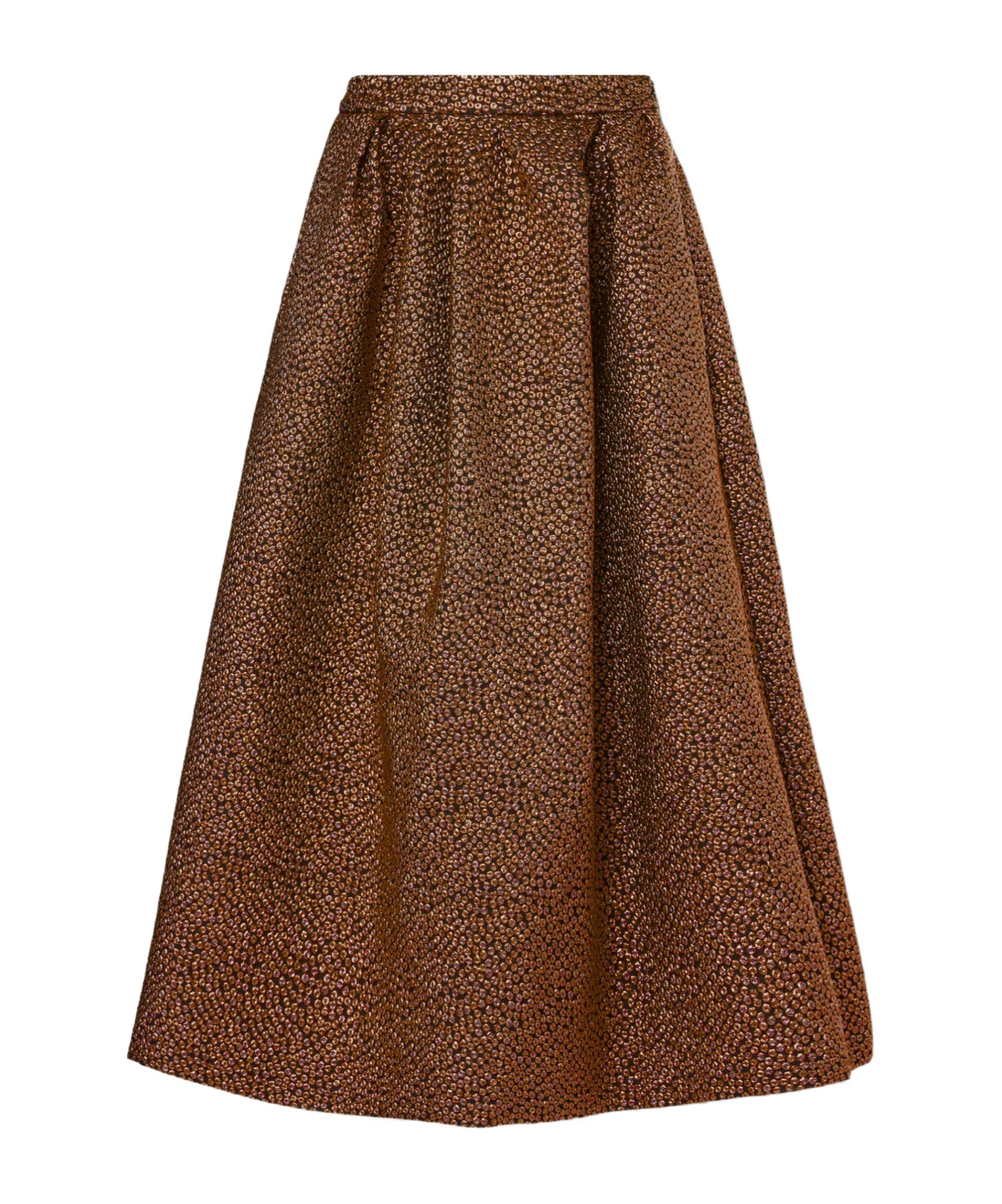 Dries Van Noten Flared High-waisted Skirt Metallic Sheen In Brown