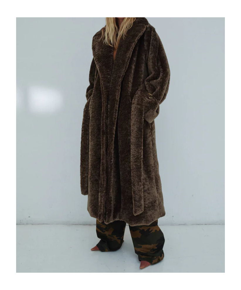 Darkpark Madison - Faux Fux Trench With Detachable Cuff In Black