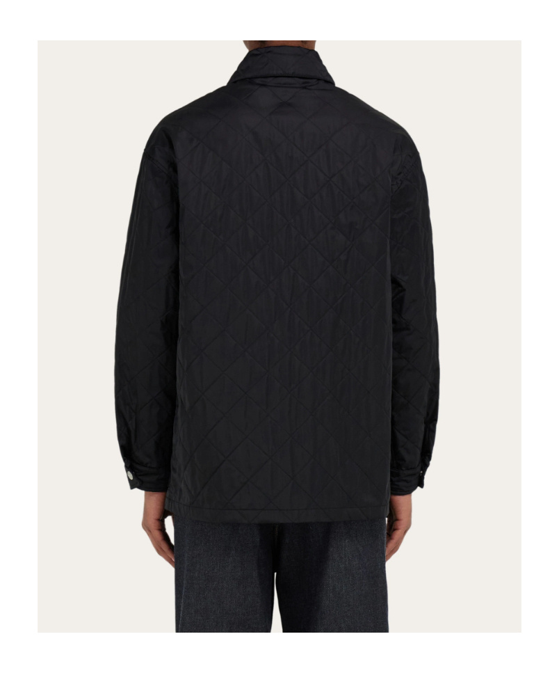 Ferragamo Quilted Overshirt In Black