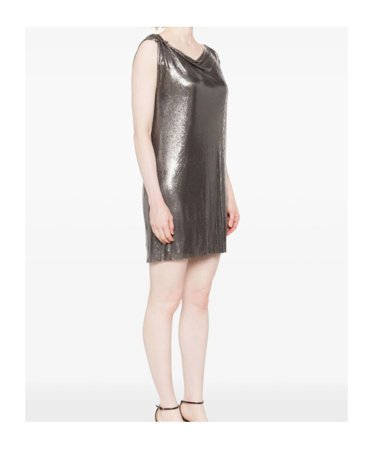 Versace Safety Pin Metal Mesh Mini Dress In Gray