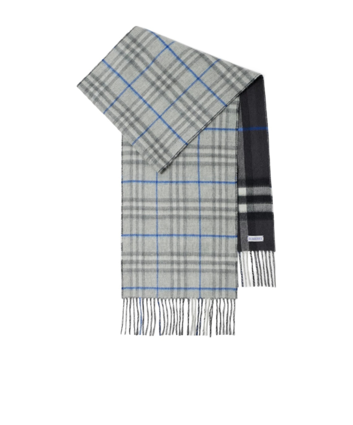 Burberry Vintage Check Reversible Cashmere Scarf In Gray