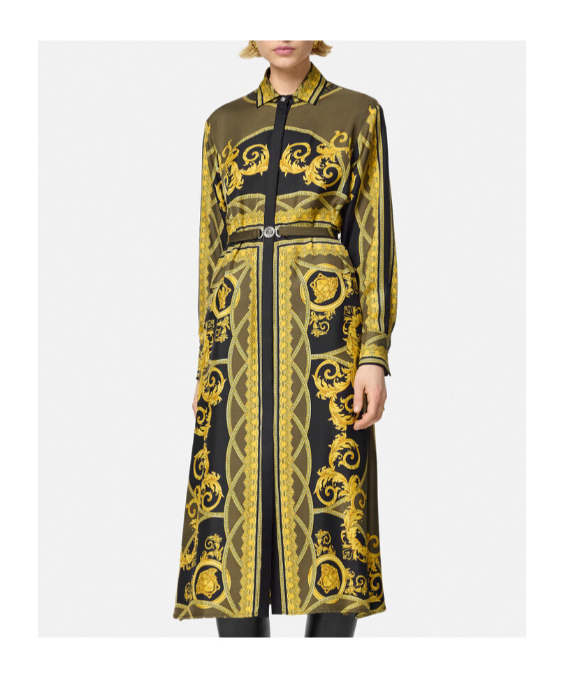 Versace Dress With La Coupe Des Dieux Print In Green