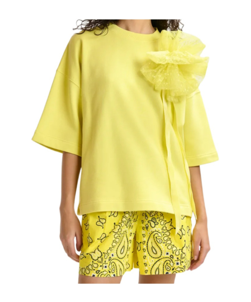 Essentiel Antwerp Yellow Sweatshirt With Removable Mesh Brooch