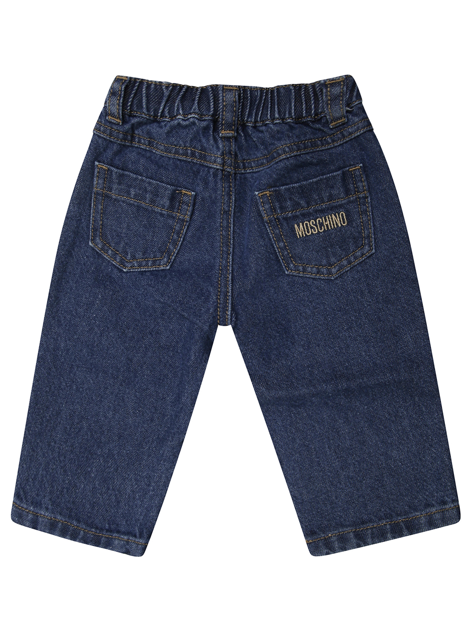 Moschino Teddy-embroidered Denim Jeans In Blue