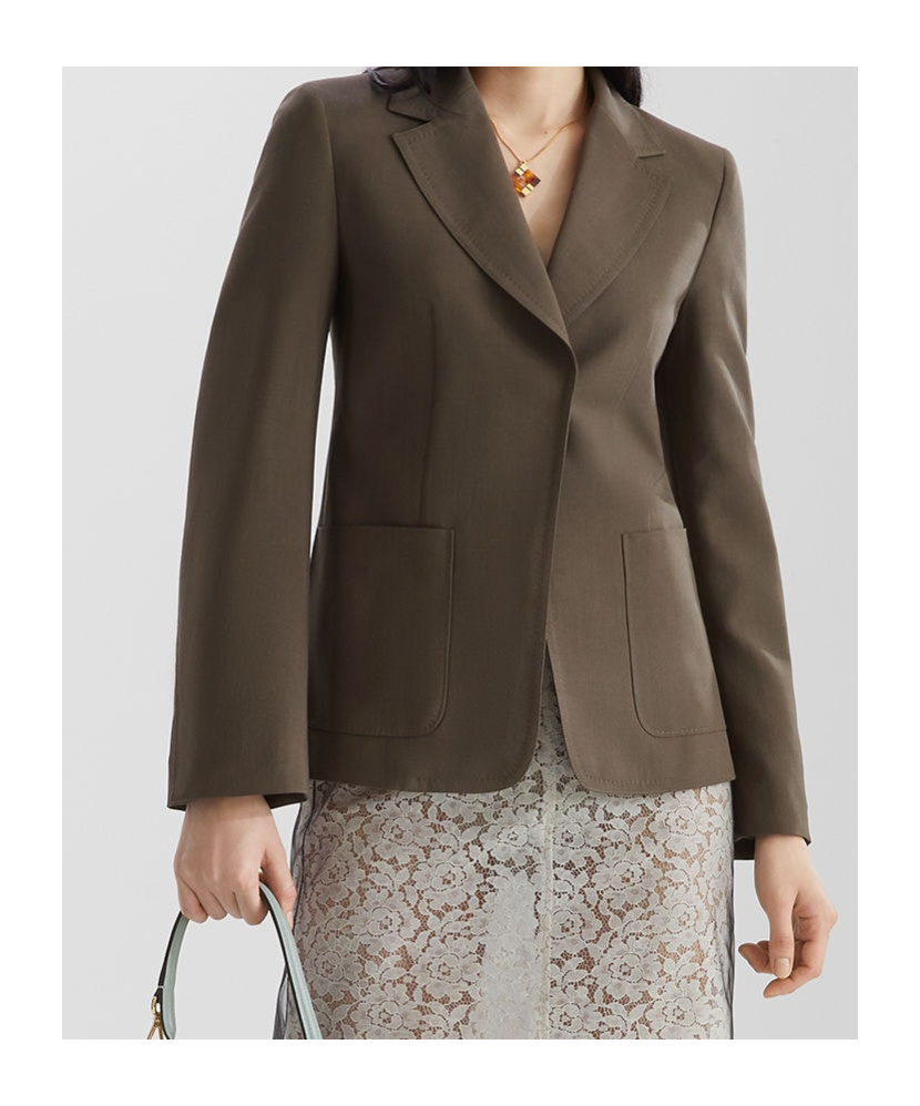 Fendi Wool Mohair Tailored Blazer Notched Collar In Brown
