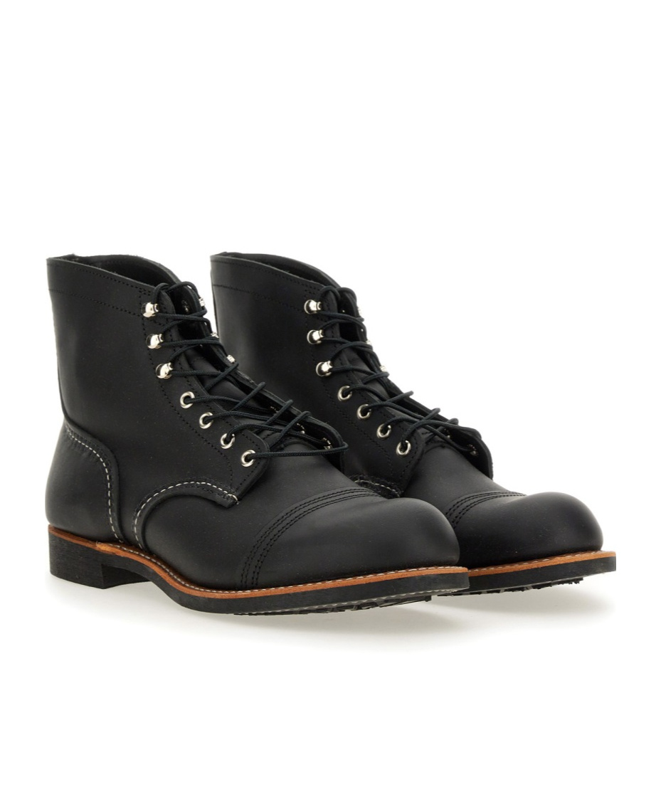 Red Wing Shoes Lace-up Ankle Boots Contrast Stitching In Black
