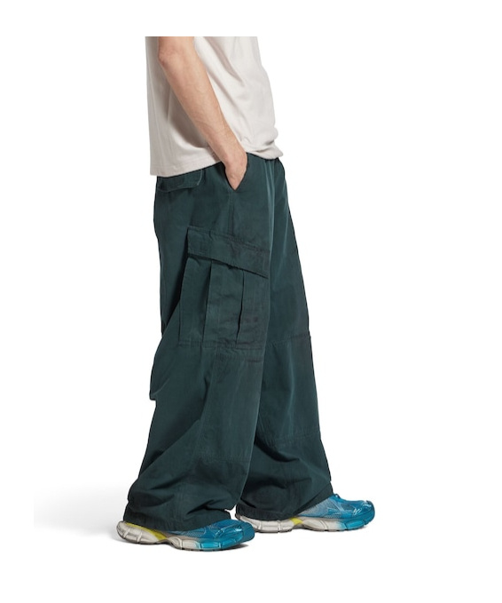 Balenciaga Cotton Oversized Cargo Trousers In Green