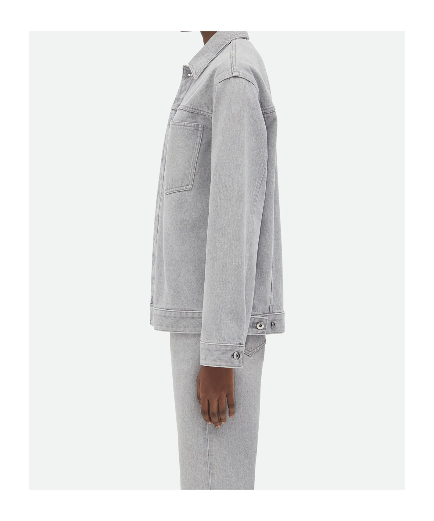 BOTTEGA VENETA LIGHT GREY WASHED DENIM JACKET
