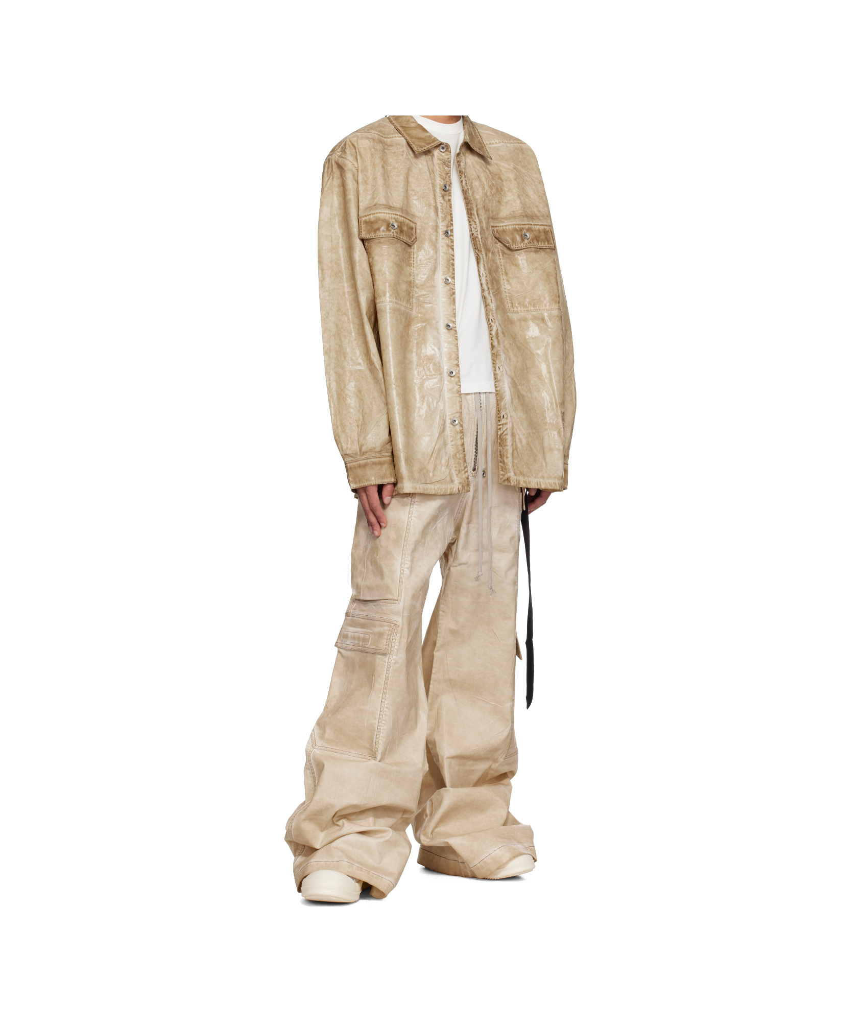 Rick Owens Drkshdw Beige Hollywood Jumbo Overshirt In Nude
