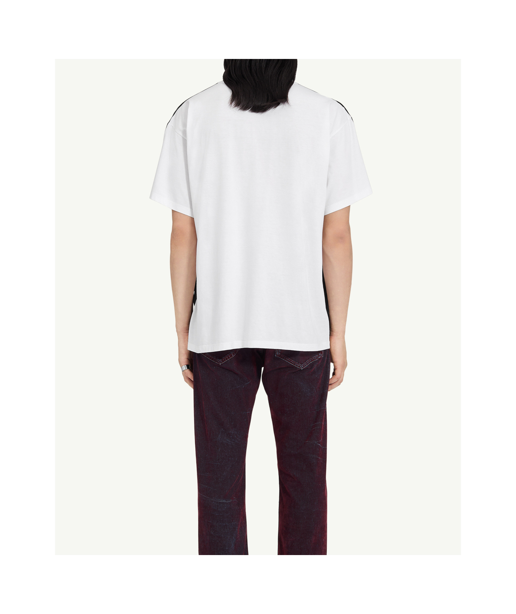 Mm6 Maison Margiela Two-tone Crewneck Short Sleeve T-shirt In Black