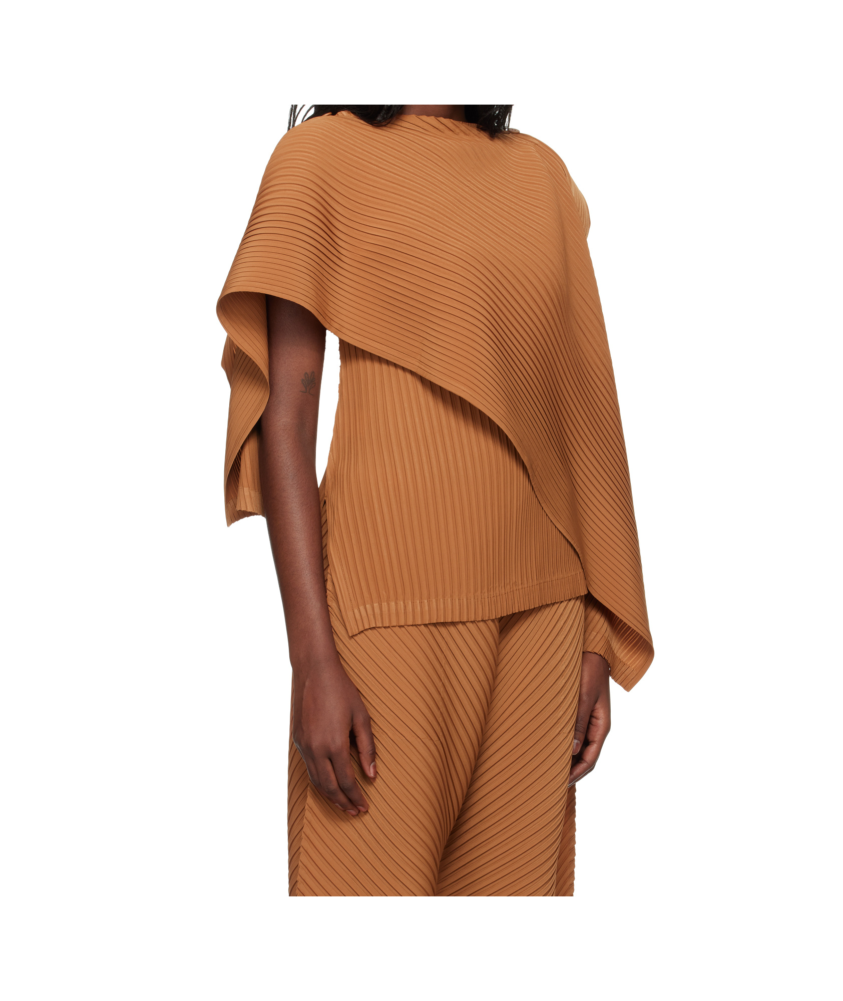 Shop Issey Miyake Asymmetric Top In Brown