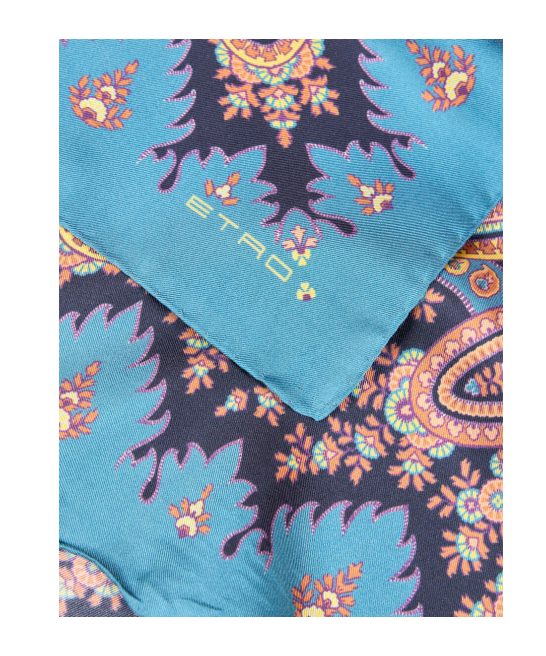 Etro Silk Scarf With Placed Print In Blue