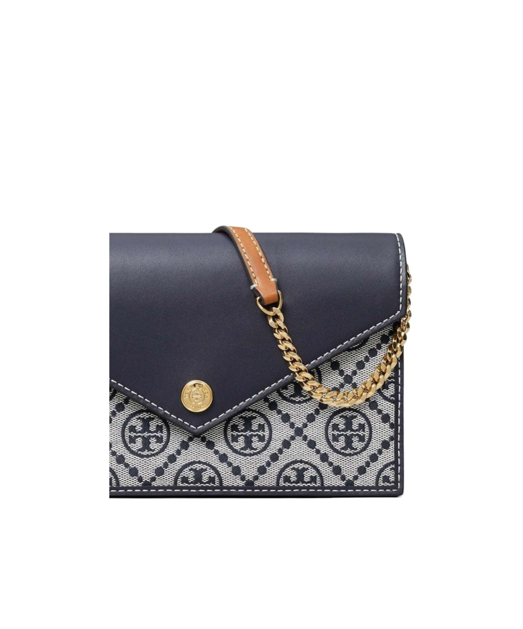 Tory Burch T Monogram Envelope Chain Wallet In Black