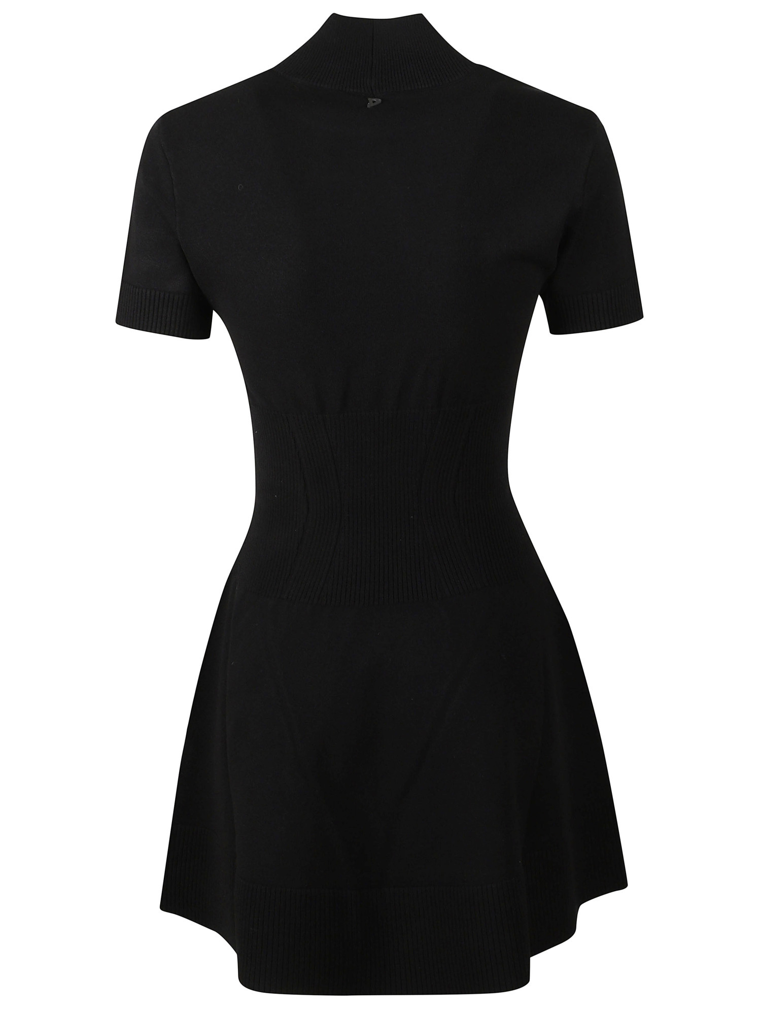 Dondup Short-sleeve Ribbed Mini Dress In Black