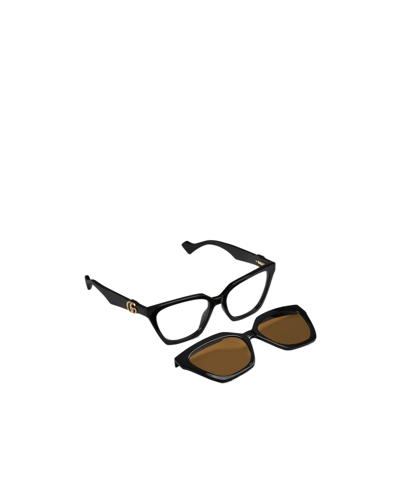 Gucci Cat-eye Clip-on Sunglasses In Brown