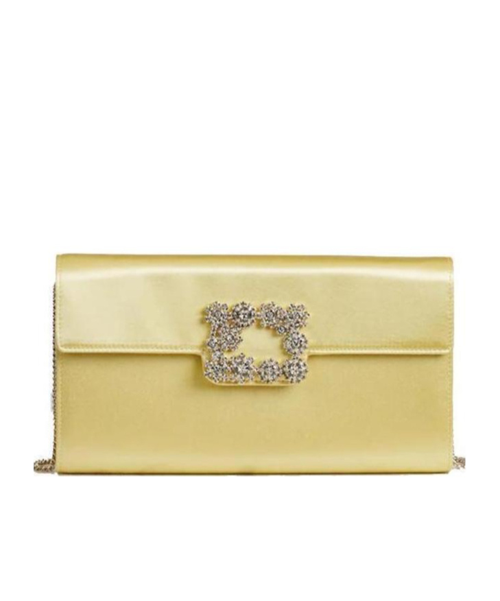 Roger Vivier Square Buckle Chain Shoulder Bag In Nude