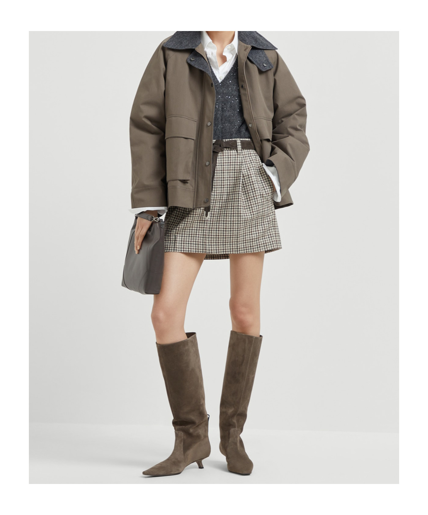 Brunello Cucinelli Virgin Wool Checked Flannel Mini Skirt In Multi