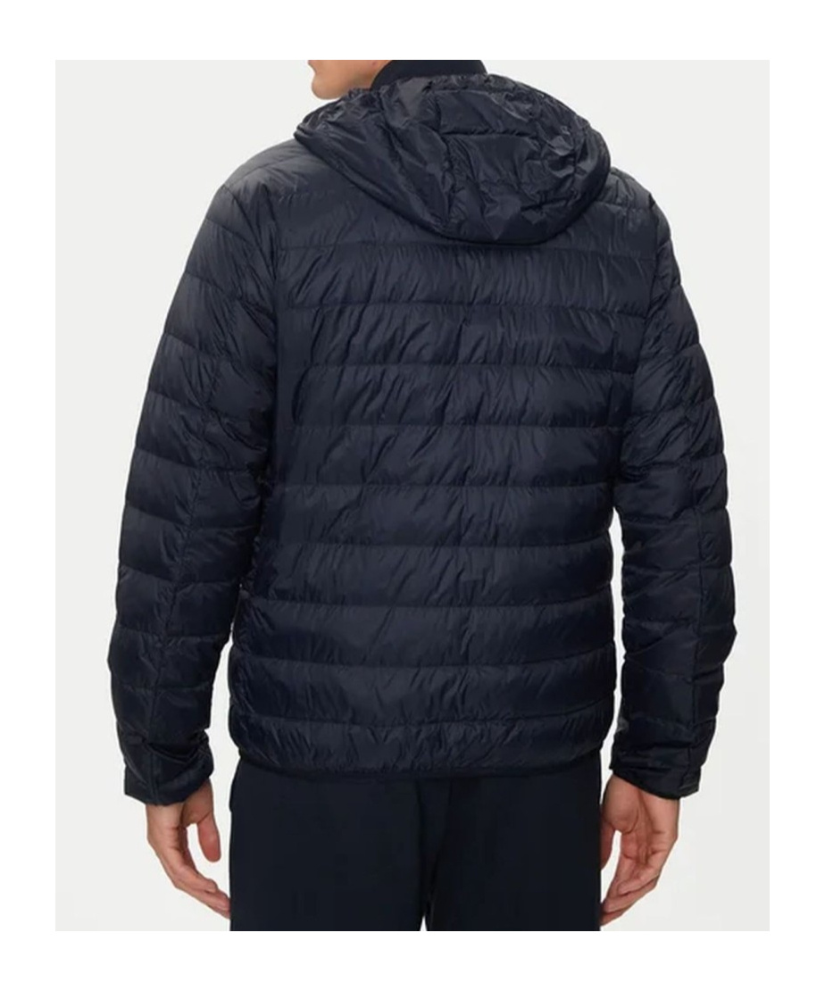 Ea7 Core Identity Packable Down Jacket With Hood In Black