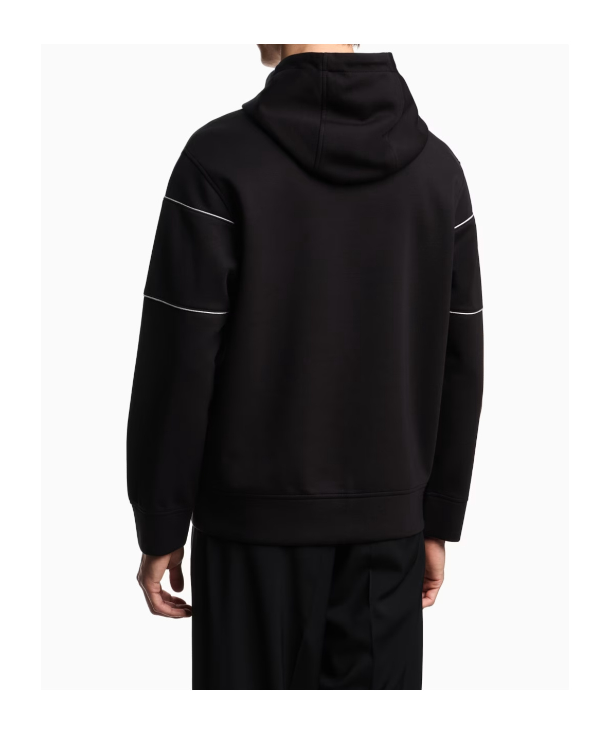 Emporio Armani Double-jersey Hooded Sweatshirt With 3d-effect Logo In Black