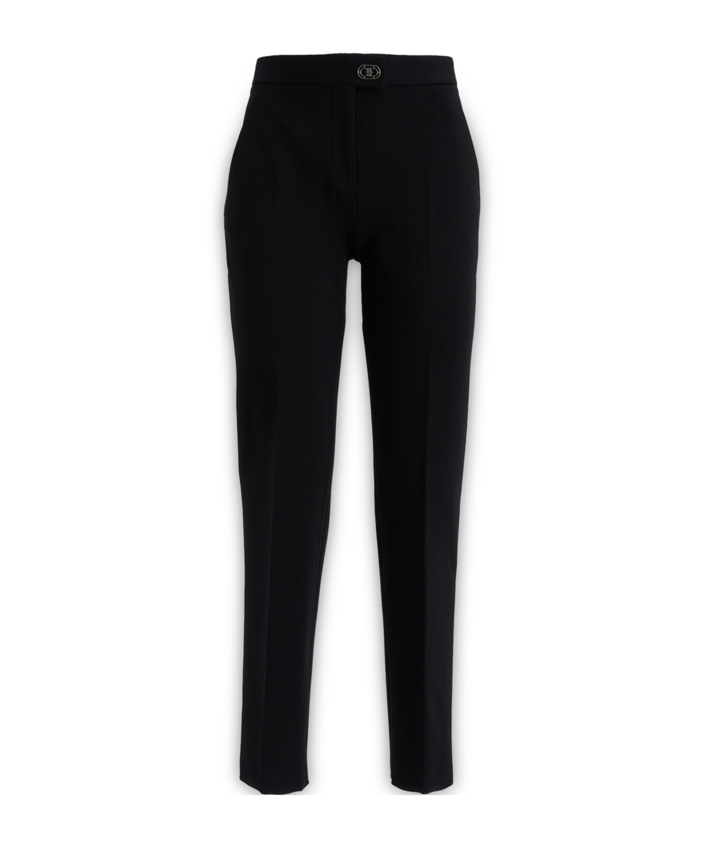 Ferragamo High Waist Jersey Trousers With Jewel Button In Black