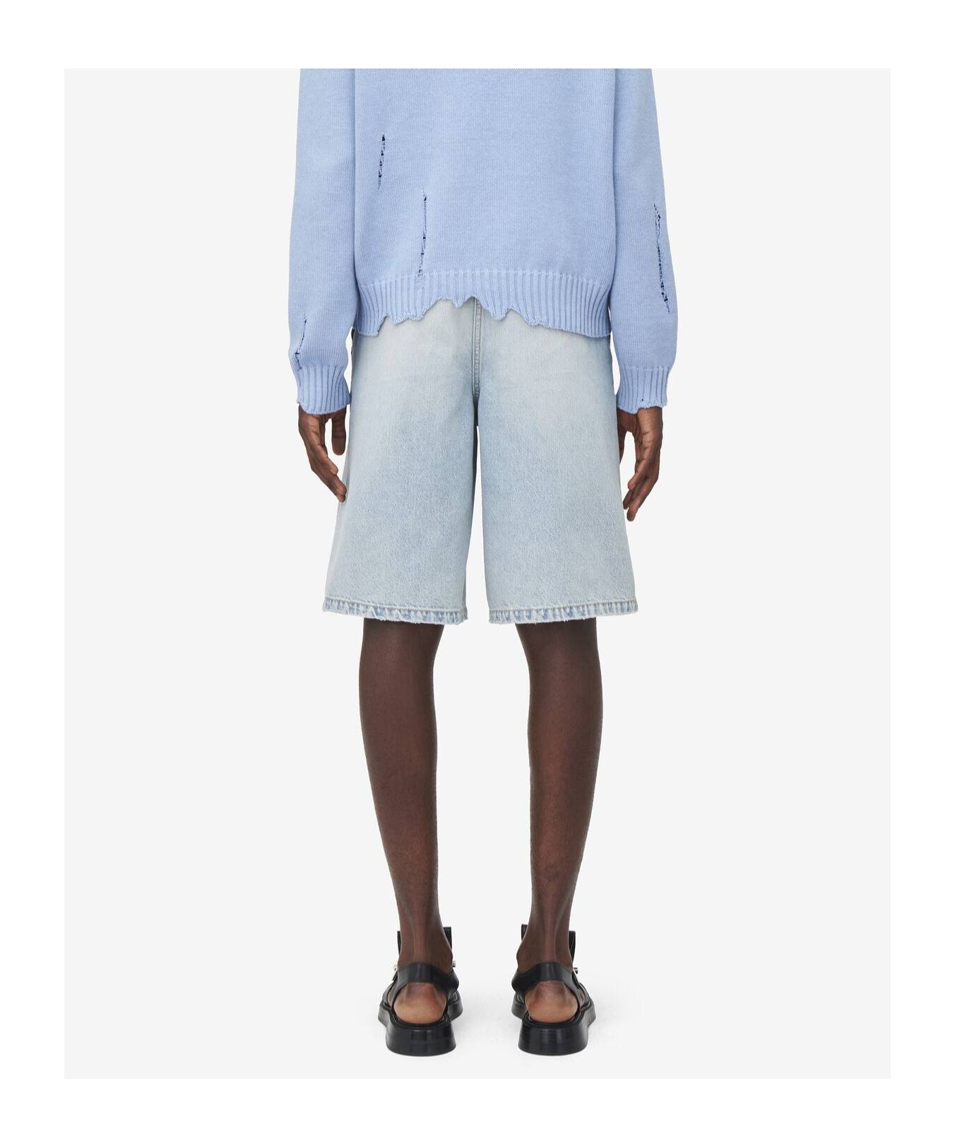 Alexander Mcqueen Stonewashed Denim Shorts In Washed In Blue