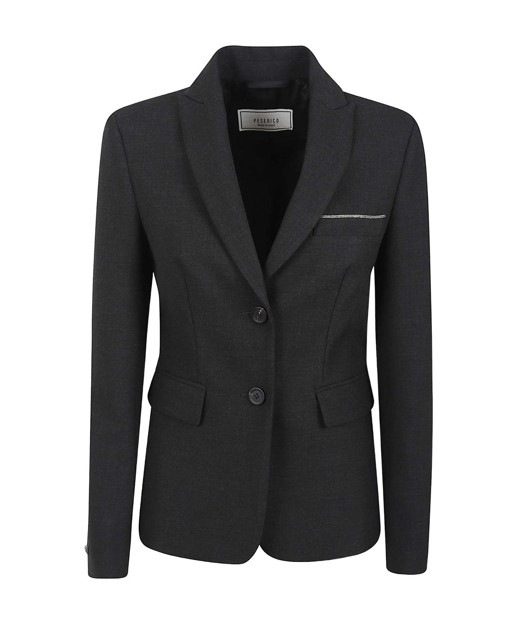 Peserico Single-breasted Pointed Lapel Suit Jacket In Black