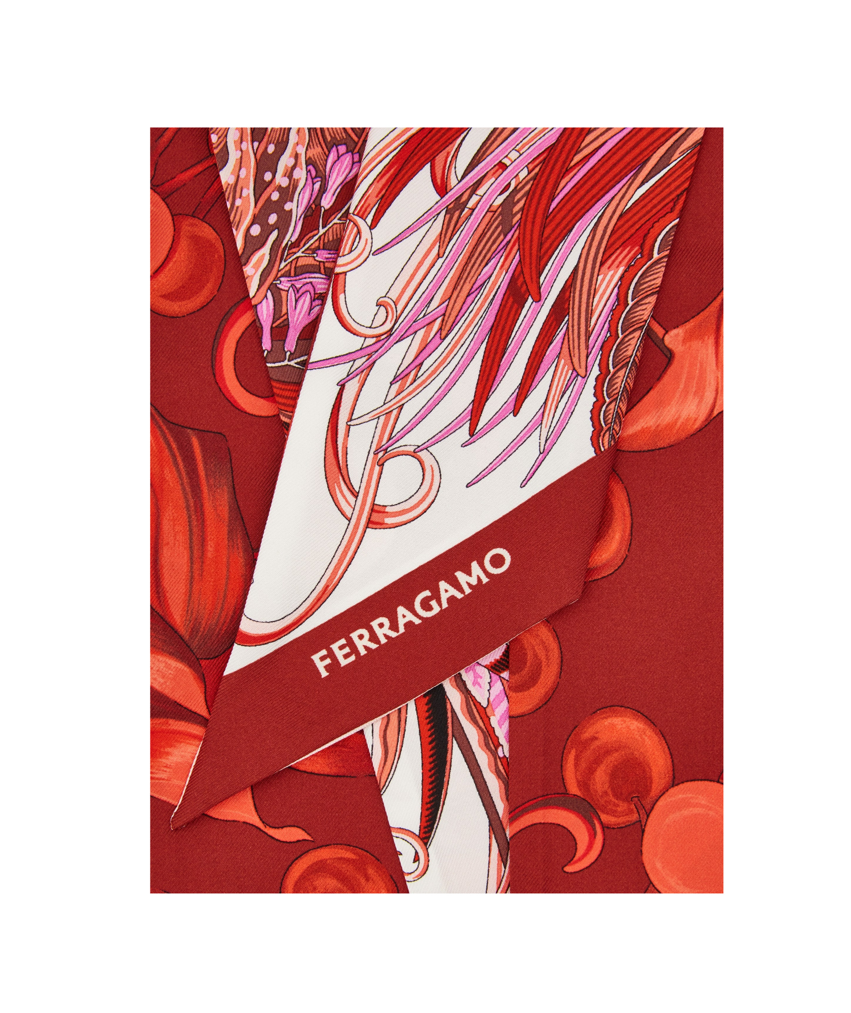 Ferragamo Printed Mini Silk Scarf In Red