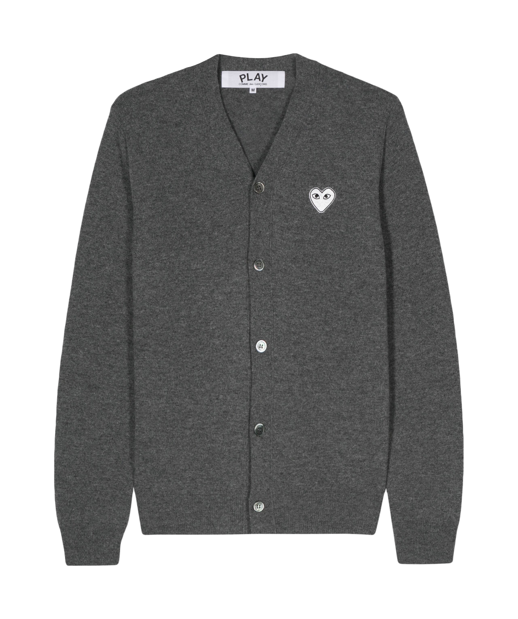 Comme Des Garçons Play Heart-patch Wool Cardigan In Grey