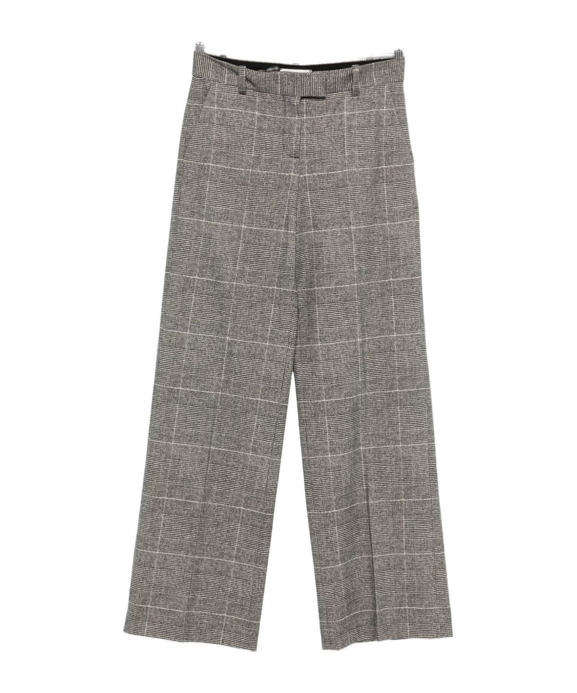 Circolo 1901 Grey Checkered Wide-leg Trousers With High Waist In Gray
