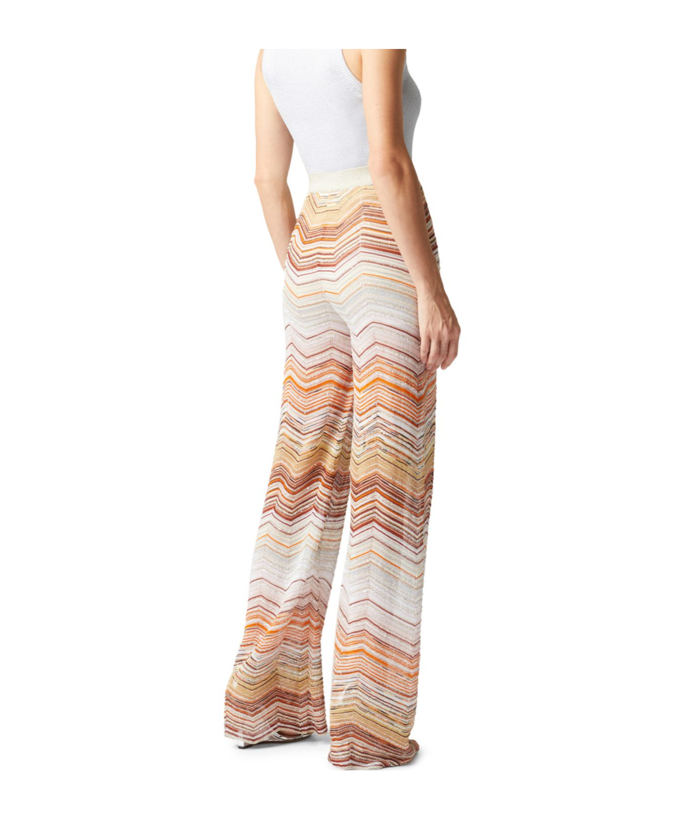 Missoni Herringbone Pattern Track Pants In White