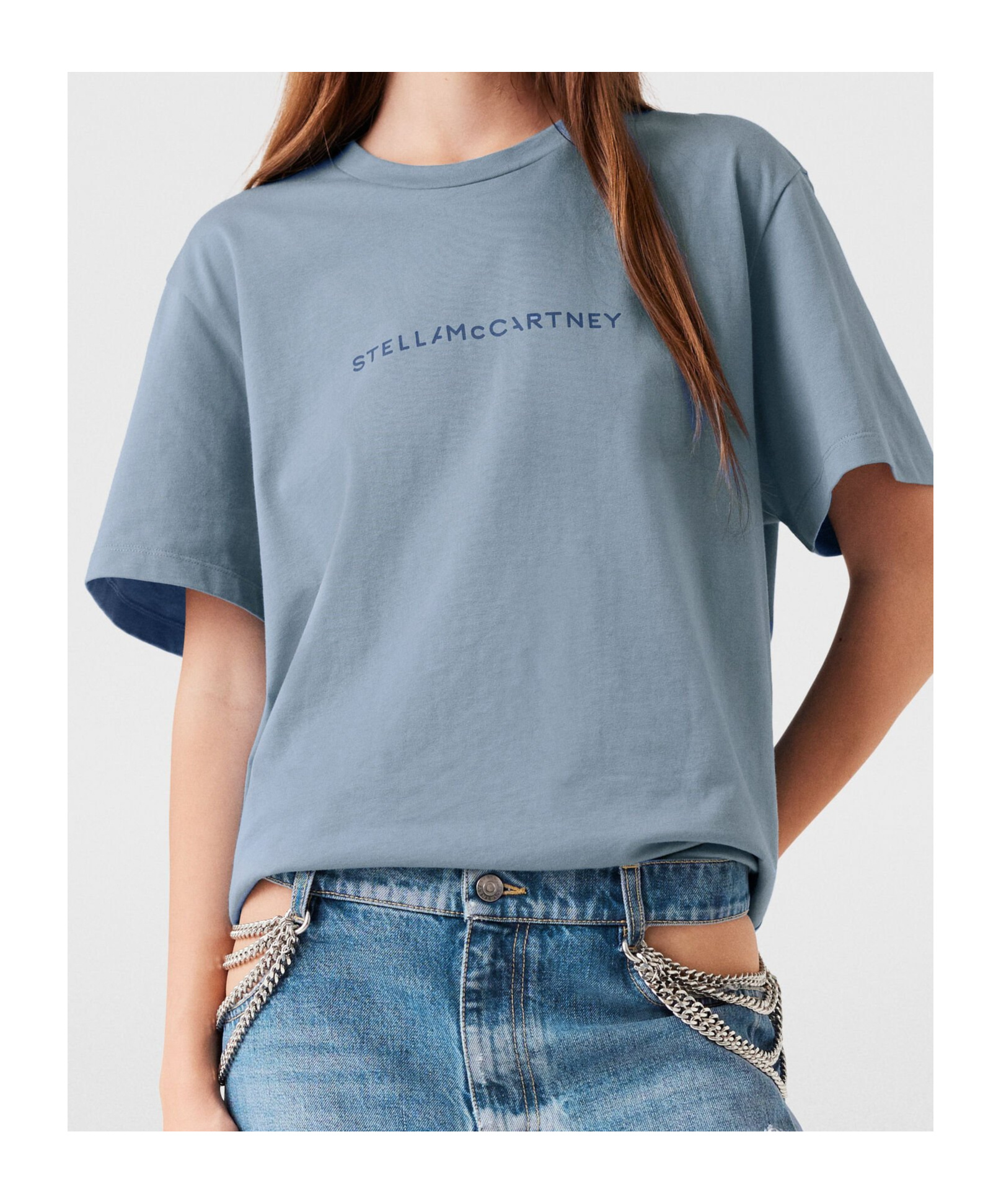 Stella Mccartney Open-necked Black Shirt In Blue