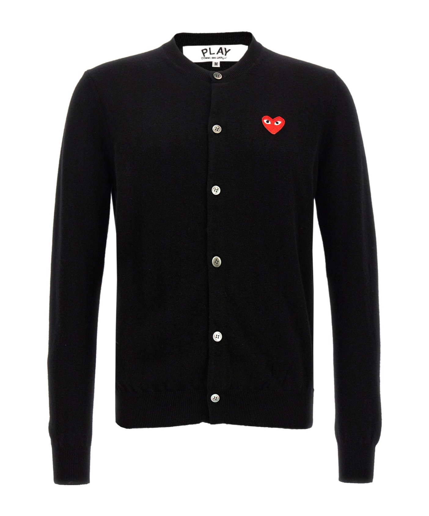 Comme Des Garçons Play Long-sleeved Knitted Cardigan In Black