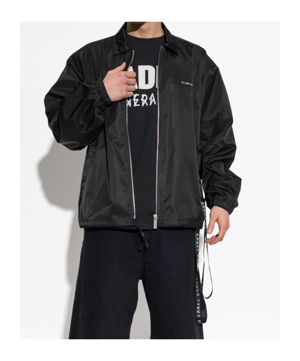 44 Label Group Lapel Long Sleeve Casual Jacket In Black