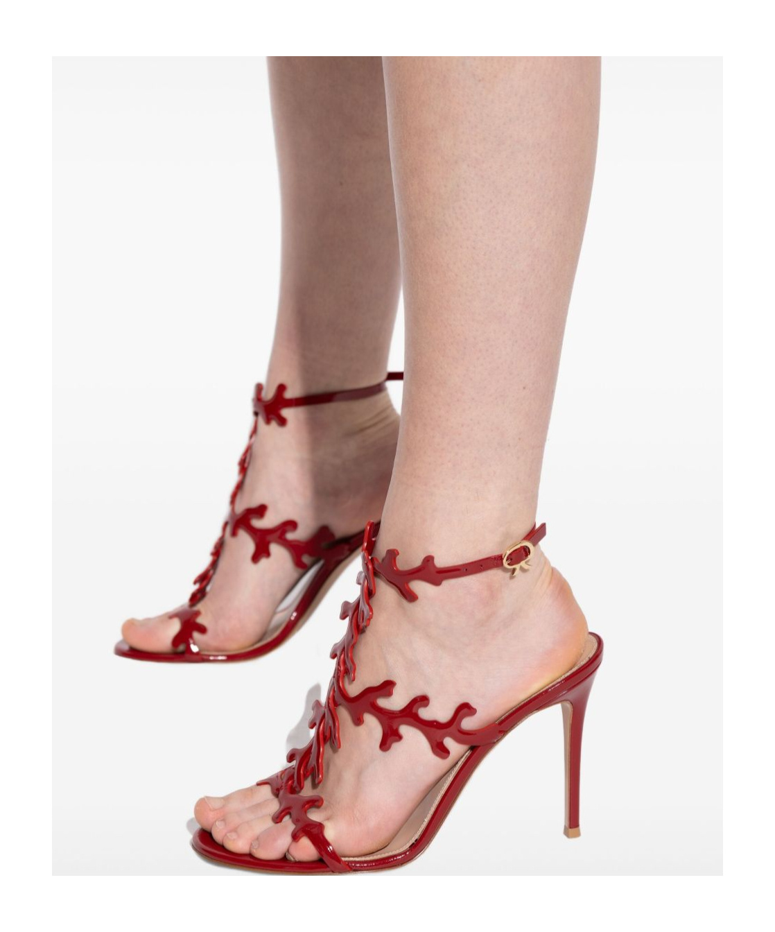 Gianvito Rossi Red Cut-out Ankle-strap Heels In Red